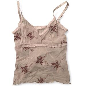 Skimpies Pink Floral  Fairy Core Lace Cami Coquette Balletcore Top Model Vibe xs